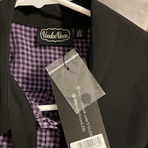 Voodoo Vixen Black and Purple Gingham Blouse - Picture 4 of 4